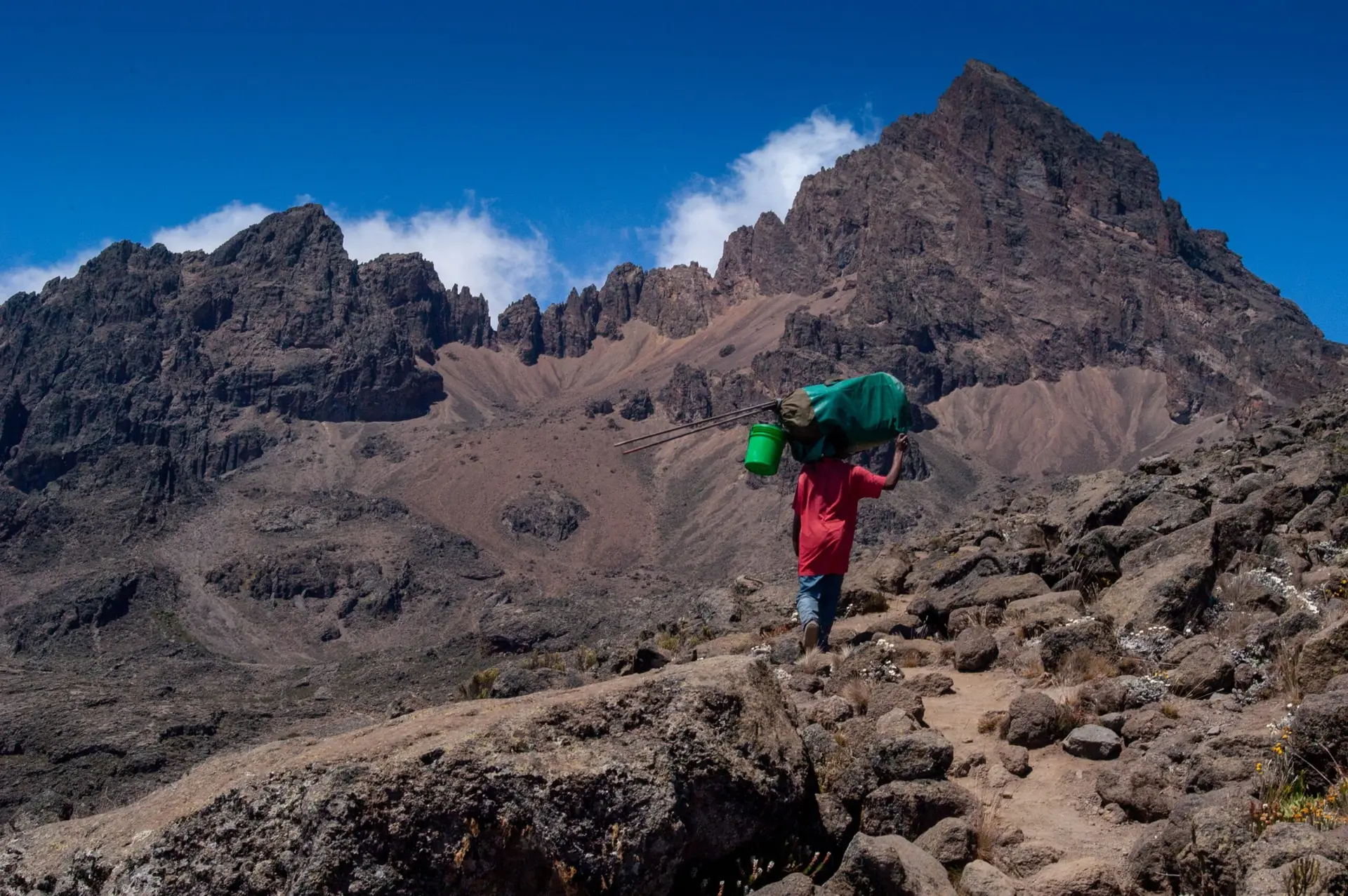 Porteurs sur les sentiers du Kilimandjaro